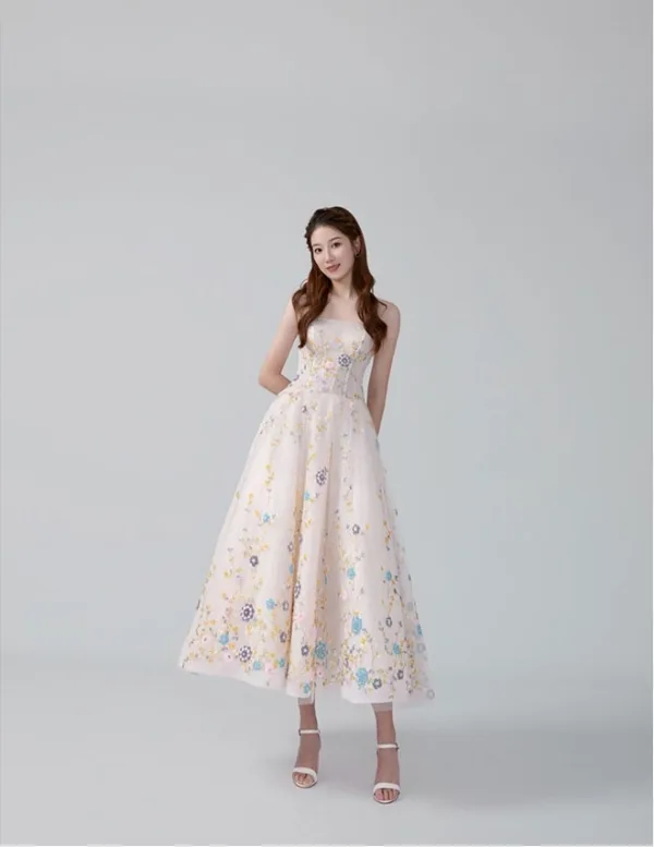 Flower Fairy Multi-Colors Sequins Homecoming Graduation Dresses 2024 A-Line / Princess Off-The-Shoulder Sleeveless Backless Tea-length Formal Dresses