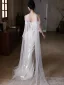 Sexy Bling Bling Ivoire Perlage Perle Paillettes Robe De Soirée 2026 Trompette / Sirène De l'épaule Sans Manches Dos Nu Train De Balayage Soirée Robe De Ceremonie