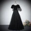 Audrey Hepburn Style Black Prom Dresses 2024 A-Line / Princess Square Neckline Puffy Short Sleeve Floor-Length / Long Prom Formal Dresses