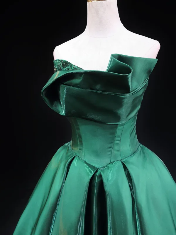 Élégant Vert Robe De Bal 2025 Robe Boule Bustier Sans Manches Dos Nu Longue Promo Robe De Ceremonie