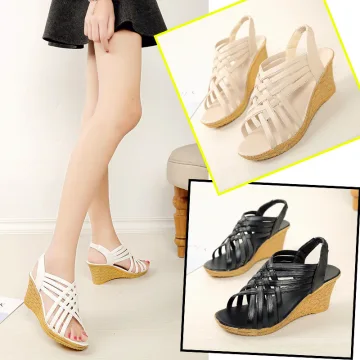 Chic Beautiful White Summer Street Wear Womens Sandals 2023 7 Cm Wedges Open Peep Toe Womens Sandals