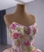 High-end Flower Fairy Fuchsia Handmade  Sequins Lace Flower Floral Prom Dresses 2025 Ball Gown Strapless Sleeveless Backless Court Train
