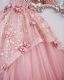 Flower Fairy Candy Pink Appliques Sequins Prom Dresses 2022 Ball Gown Scoop Neck Sleeveless Backless Floor-Length / Long Prom Formal Dresses