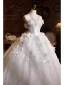Élégant Blanche Appliques Robe De Mariée 2025 Robe Boule Bustier Sans Manches Dos Nu Train De Balayage