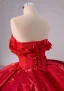 High-end Red Sequins Lace Flower Appliques Chapel Train Wedding Dresses 2024 Ball Gown Strapless Sleeveless Backless Wedding