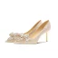 Charmant Gold Strass Pailletten Schleife Brautschuhe 2022 Leder 6 cm Stilettos Spitzschuh Hochzeit Pumps Hochhackige