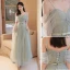 Simple Vert Cendré Robe Demoiselle D'honneur 2022 Princesse Manches Courtes Dos Nu Noeud Ceinture Longue Demoiselle D'honneur Robe De Ceremonie