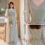 Simple Vert Cendré Robe Demoiselle D'honneur 2022 Princesse Manches Courtes Dos Nu Noeud Ceinture Longue Demoiselle D'honneur Robe De Ceremonie