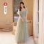 Simple Vert Cendré Robe Demoiselle D'honneur 2022 Princesse Manches Courtes Dos Nu Noeud Ceinture Longue Demoiselle D'honneur Robe De Ceremonie