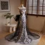 Charmant Scintillantes Argenté Paillettes Robe De Soirée 2024 Trompette / Sirène Bustier Sans Manches Dos Nu Noeud Train De Balayage Soirée Robe De Ceremonie