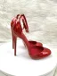 Sexy Burgundy Evening Party Patent Leather Womens Shoes 2024 Ankle Strap 12 cm Stiletto Heels Round Toe High Heels