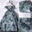 Vintage / Retro Multi-Colors Printing Satin Prom Dresses 2022 Ball Gown Strapless Short Sleeve Backless Floor-Length / Long Formal Dresses