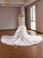 Luxury / Gorgeous White Handmade  Beading Pearl Rhinestone Sequins Wedding Dresses 2026 Trumpet / Mermaid Scoop Neck Long Sleeve Backless Chapel Train
