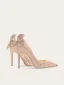 Glittrande Champagne Paljetter Rosett Läder Brudskor 2024 10 cm Stilettklackar Spetsiga Bröllop Pumps Högklackade