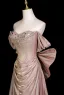 Sexy Rougissant Rose Faux Diamant Paillettes Robe De Soirée 2025 Trompette / Sirène De l'épaule Manches Courtes Dos Nu Noeud Longue Robe De Ceremonie