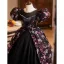 Vintage / Retro Black Pearl Sequins Birthday Flower Girl Dresses 2025 Ball Gown Scoop Neck Puffy Short Sleeve Backless Floor-Length / Long Tulle