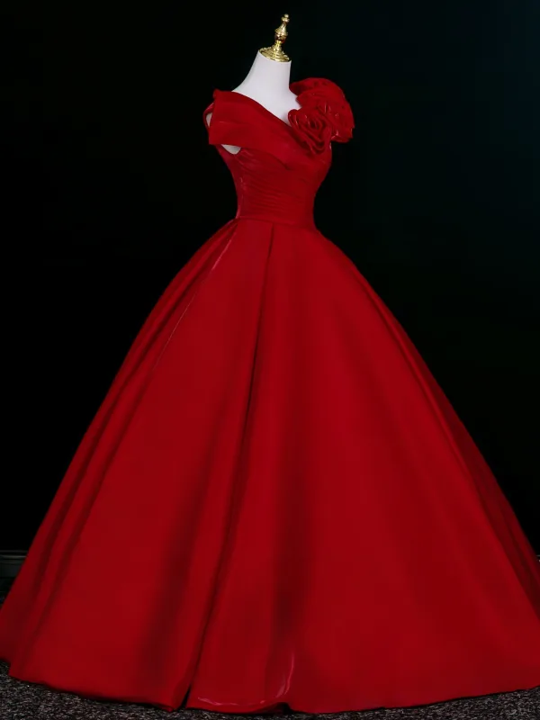 Vintage / Retro Navy Blue Ruffle Flower Prom Dresses 2026 Ball Gown Square Neckline Short Sleeve Backless Floor-Length / Long Formal Dresses