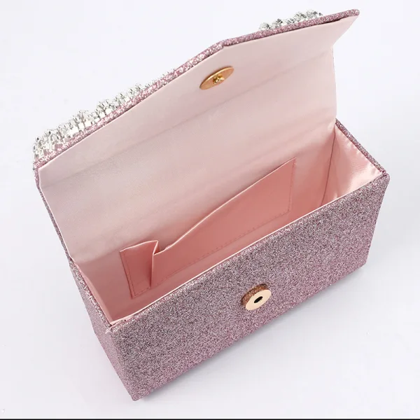 Charming Bling Bling Sequins Rhinestone Tassel Blushing Pink Evening Party Clutch Bags 2023