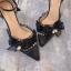Charmant Noire Perle Noeud Bride Cheville Promo Sandales Femme 2024 9 cm Talons Aiguilles À Bout Pointu Sandales Talons Hauts