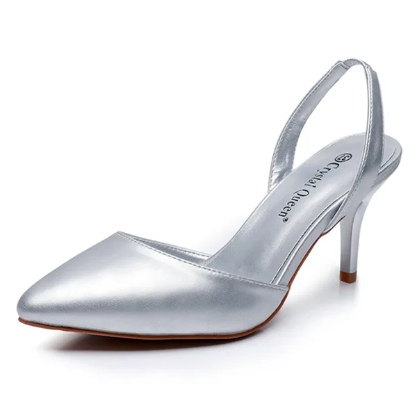 Schöne Weiß Sommer Ball Sandalen Damen 2024 7 cm Stilettos Spitzschuh Sandaletten Hochhackige