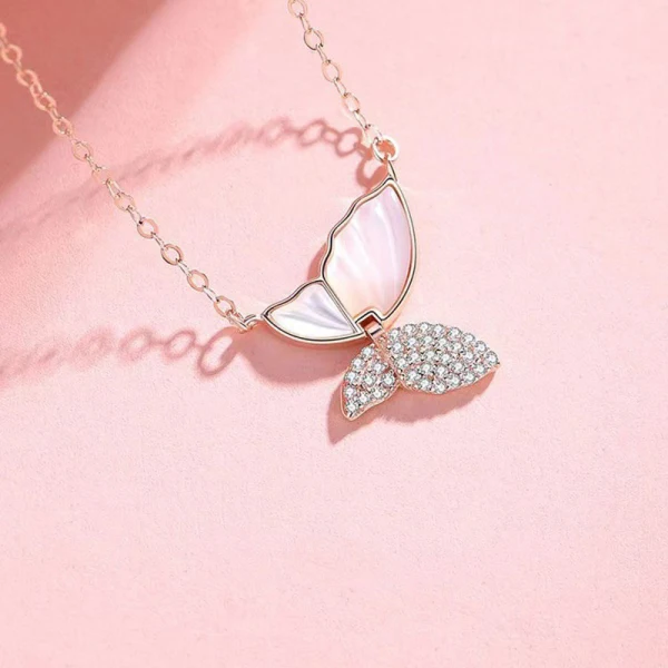 Lovely Rose Gold Butterfly Rhinestone Sterling Silver Prom Necklaces Accessories 2023