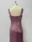 Sparkly Blushing Pink Sequins Evening Dresses 2024 Trumpet / Mermaid V-Neck Sleeveless Backless Floor-Length / Long Evening Party Formal Dresses