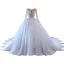 Luxury / Gorgeous White Handmade  Beading Rhinestone Wedding Dresses 2023 Ball Gown Scoop Neck Long Sleeve Backless Royal Train Wedding