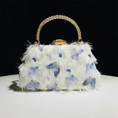 Mode Meeresblau Schmetterling Quaste Ball Handtasche 2025 Clutch Tasche
