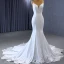 High End Weiß Satin Spitze Blumen Brautkleider / Hochzeitskleider 2023 Meerjungfrau Spaghettiträger Ärmellos Rückenfreies Kapelle-Schleppe Hochzeit