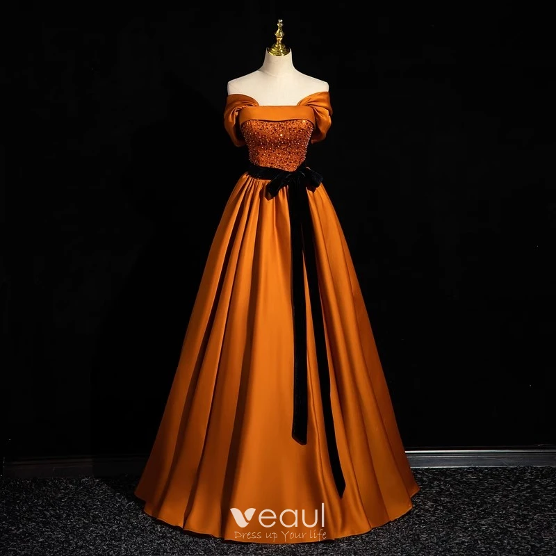 Orange and Black Prom Dresses Cheap