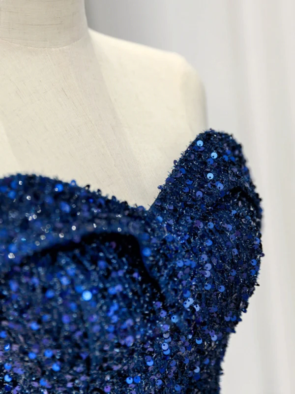 Charmant Bleu Roi Paillettes Robe De Soirée 2023 Princesse De l'épaule Sans Manches Dos Nu Longue Soirée Robe De Ceremonie