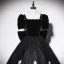 Elegant Black Lace Flower Prom Dresses 2023 Ball Gown Square Neckline Short Sleeve Backless Bow Floor-Length / Long Prom Formal Dresses