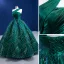 Vintage / Retro High-end Dark Green Sequins Prom Dresses 2022 Ball Gown One-Shoulder Sleeveless Backless Floor-Length / Long Prom Formal Dresses