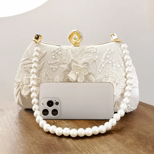 Vintage / Originale Style Chinois Blanche Perle Dentelle 3D Promo Pochette 2023