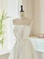 Elegant Elfenben Satin Sløyfe Brudekjoler 2026 Prinsesse Strapless Uten Ermer Ryggløse Feie Tog