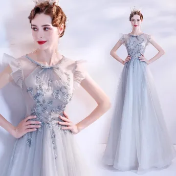 Chic Beautiful Sky Blue Beading Pearl Rhinestone Prom Dresses 2023 A Line Princess Scoop Neck Bow Sleeveless Backless Floor Length Long Prom Formal Dresses