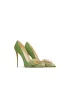 Chic / Beautiful Sage Green Prom Appliques Pumps 2024 Leather 10 cm Stiletto Heels Pointed Toe Pumps High Heels