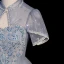 Fashion Sky Blue Beading Pearl Sequins Butterfly Appliques Prom Dresses 2023 A-Line / Princess High Neck Short Sleeve Backless Floor-Length / Long Prom Formal Dresses