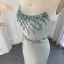 High-end Mint Green Handmade  Beading Rhinestone Prom Dresses 2024 Trumpet / Mermaid Strapless Sleeveless Backless Floor-Length / Long Prom Formal Dresses