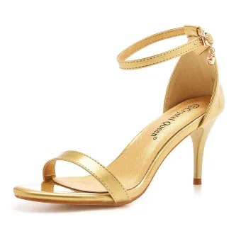 Sexy Doré Soirée Sandales Femme 2023 Bride Cheville 7 Cm Talons Aiguilles Peep Toes Bout Ouvert Sandales Talons Hauts