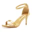 Sexy Gold Abend Sandalen Damen 2023 Knöchelriemen 7 cm Stilettos Peeptoes Sandaletten Hochhackige