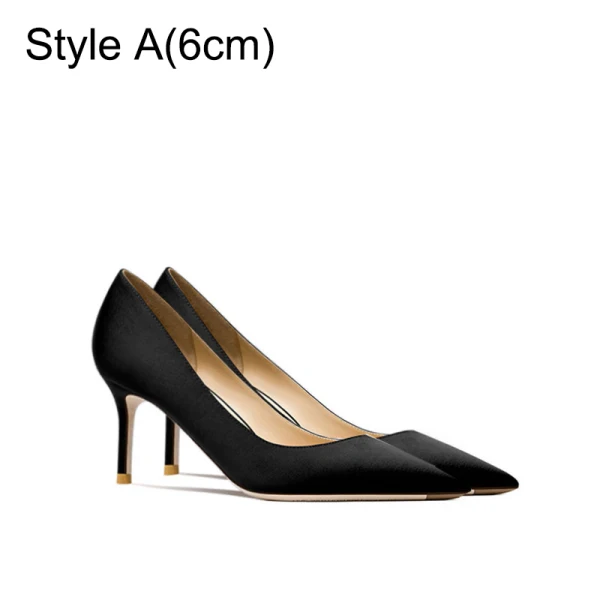 Chic / Beautiful Black Satin Office OL Pumps 2024 12 cm Stiletto Heels Pointed Toe Pumps High Heels