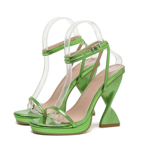 Sexy Doré Cocktail Soirée Sandales Femme 2022 Bride Cheville 11 cm Talons Aiguilles Peep Toes / Bout Ouvert Sandales Talons Hauts