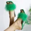 Sexy Grün Feder Cocktail Sandalen Damen Hochhackige 2022 10 cm Kristall Stilettos Peeptoes Sandaletten