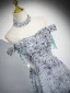 Glitzernden Himmelblau Perlenstickerei Pailletten Ballkleider 2025 A Linie Off Shoulder Kurze Ärmel Rückenfreies Lange Ball Festliche Kleider