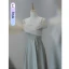 Modest / Simple Grey Bow Bridesmaid Dresses 2023 A-Line / Princess Off-The-Shoulder Short Sleeve Backless Pearl Sash Floor-Length / Long Prom Bridesmaid Dresses