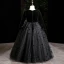 Chic / Beautiful Black Birthday Flower Girl Dresses 2022 Ball Gown Scoop Neck Suede Star Sequins Long Sleeve Floor-Length / Long Flower Girl Dresses