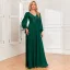 Elegant Dark Green Sequins Prom Dresses 2024 A-Line / Princess V-Neck Long Sleeve Backless Floor-Length / Long Prom Formal Dresses