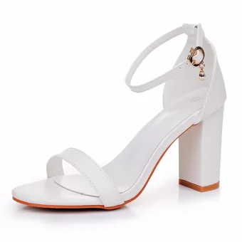 Minimalistyczny Białe Buty Ślubne 2025 7 Cm Szpilki Z Paskiem Peep Toe Ślub Sandały Wysokie Obcasy