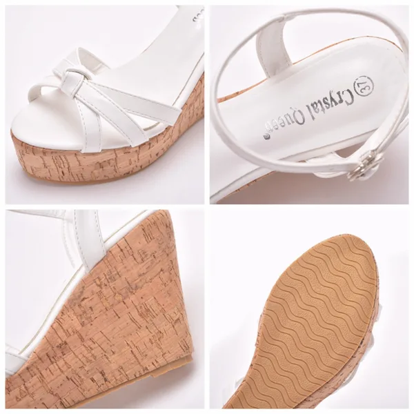 Bohemia Sexy White Street Wear Womens Sandals 2022 10 cm Wedges Open / Peep Toe Sandals High Heels